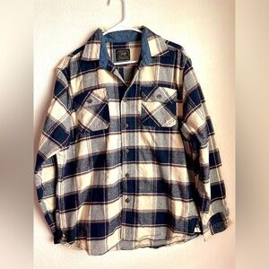 Jachs Heritage Flannel Mens Shirt in Blue and Cream size L